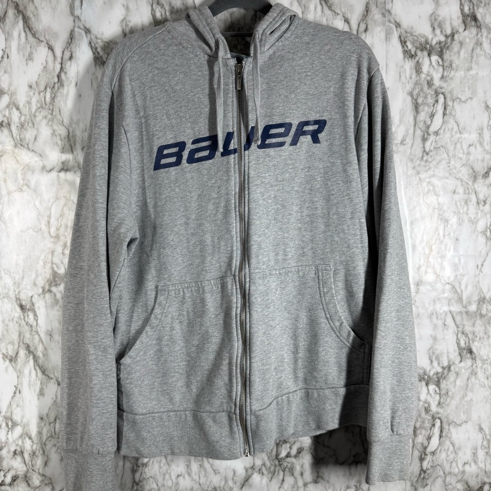 Bauer Gray Zip Up Sweater with Hood
